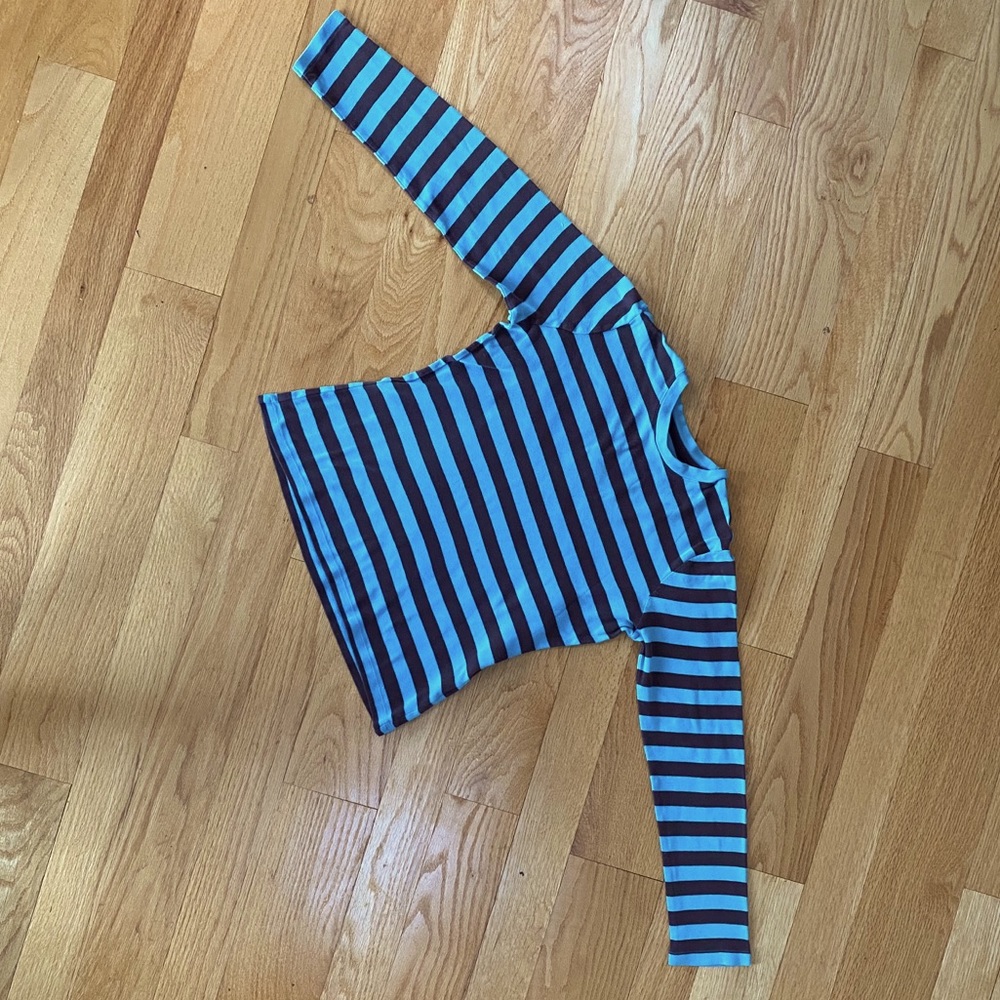 Land’s End Brown and Aquamarine Striped Shirt
